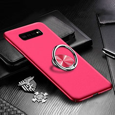 Hard Rigid Plastic Matte Finish Case Cover with Magnetic Finger Ring Stand P01 for Samsung Galaxy S10 5G Red