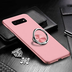 Hard Rigid Plastic Matte Finish Case Cover with Magnetic Finger Ring Stand P01 for Samsung Galaxy S10 5G Rose Gold