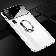 Hard Rigid Plastic Matte Finish Case Cover with Magnetic Finger Ring Stand P01 for Xiaomi Mi 10 Pro White