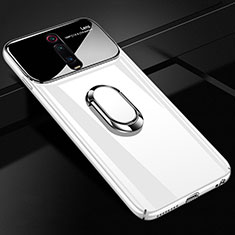 Hard Rigid Plastic Matte Finish Case Cover with Magnetic Finger Ring Stand P01 for Xiaomi Mi 9T Pro White