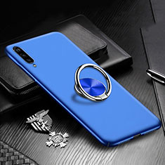 Hard Rigid Plastic Matte Finish Case Cover with Magnetic Finger Ring Stand P01 for Xiaomi Mi A3 Blue