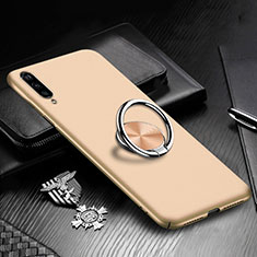 Hard Rigid Plastic Matte Finish Case Cover with Magnetic Finger Ring Stand P01 for Xiaomi Mi A3 Gold