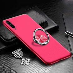 Hard Rigid Plastic Matte Finish Case Cover with Magnetic Finger Ring Stand P01 for Xiaomi Mi A3 Hot Pink