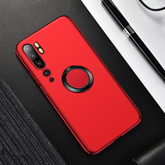 Hard Rigid Plastic Matte Finish Case Cover with Magnetic Finger Ring Stand P01 for Xiaomi Mi Note 10 Pro Red