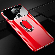 Hard Rigid Plastic Matte Finish Case Cover with Magnetic Finger Ring Stand P01 for Xiaomi Redmi 10X 4G Red