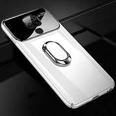 Hard Rigid Plastic Matte Finish Case Cover with Magnetic Finger Ring Stand P01 for Xiaomi Redmi 10X 4G White