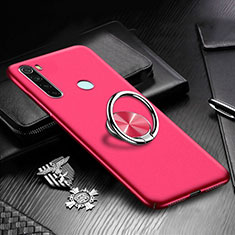Hard Rigid Plastic Matte Finish Case Cover with Magnetic Finger Ring Stand P01 for Xiaomi Redmi Note 8 Red