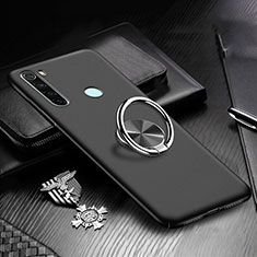 Hard Rigid Plastic Matte Finish Case Cover with Magnetic Finger Ring Stand P01 for Xiaomi Redmi Note 8T Black