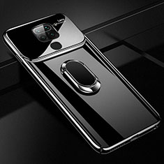 Hard Rigid Plastic Matte Finish Case Cover with Magnetic Finger Ring Stand P01 for Xiaomi Redmi Note 9 Black