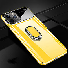 Hard Rigid Plastic Matte Finish Case Cover with Magnetic Finger Ring Stand P02 for Apple iPhone 11 Pro Max Yellow