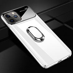 Hard Rigid Plastic Matte Finish Case Cover with Magnetic Finger Ring Stand P02 for Apple iPhone 11 Pro White