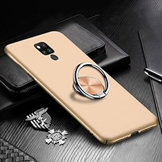 Hard Rigid Plastic Matte Finish Case Cover with Magnetic Finger Ring Stand P02 for Huawei Mate 20 X 5G Gold