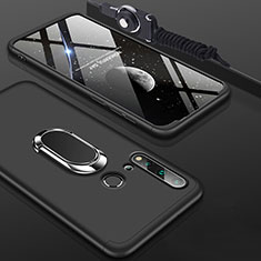 Hard Rigid Plastic Matte Finish Case Cover with Magnetic Finger Ring Stand P02 for Huawei Nova 5i Black