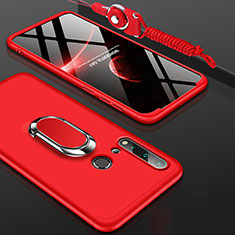 Hard Rigid Plastic Matte Finish Case Cover with Magnetic Finger Ring Stand P02 for Huawei Nova 5i Red