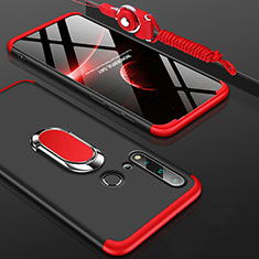 Hard Rigid Plastic Matte Finish Case Cover with Magnetic Finger Ring Stand P02 for Huawei Nova 5i Red and Black