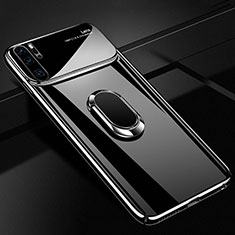 Hard Rigid Plastic Matte Finish Case Cover with Magnetic Finger Ring Stand P02 for Huawei P30 Pro New Edition Black