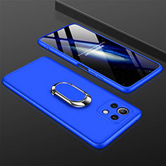 Hard Rigid Plastic Matte Finish Case Cover with Magnetic Finger Ring Stand P02 for Xiaomi Mi 11 5G Blue