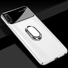 Hard Rigid Plastic Matte Finish Case Cover with Magnetic Finger Ring Stand P02 for Xiaomi Mi A3 White