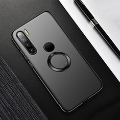 Hard Rigid Plastic Matte Finish Case Cover with Magnetic Finger Ring Stand P02 for Xiaomi Redmi Note 8 (2021) Black