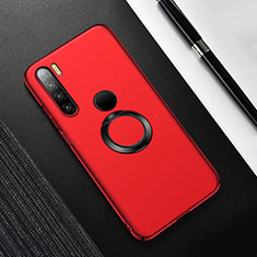 Hard Rigid Plastic Matte Finish Case Cover with Magnetic Finger Ring Stand P02 for Xiaomi Redmi Note 8 (2021) Red