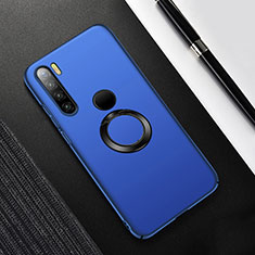 Hard Rigid Plastic Matte Finish Case Cover with Magnetic Finger Ring Stand P02 for Xiaomi Redmi Note 8 Blue