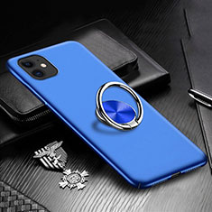 Hard Rigid Plastic Matte Finish Case Cover with Magnetic Finger Ring Stand P03 for Apple iPhone 11 Blue