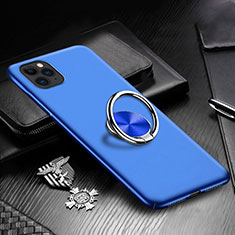 Hard Rigid Plastic Matte Finish Case Cover with Magnetic Finger Ring Stand P03 for Apple iPhone 11 Pro Max Blue