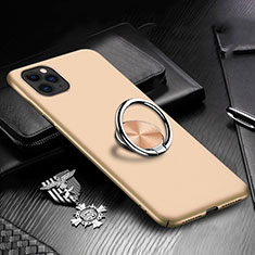 Hard Rigid Plastic Matte Finish Case Cover with Magnetic Finger Ring Stand P03 for Apple iPhone 11 Pro Max Gold