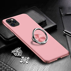 Hard Rigid Plastic Matte Finish Case Cover with Magnetic Finger Ring Stand P03 for Apple iPhone 11 Pro Max Rose Gold