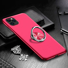 Hard Rigid Plastic Matte Finish Case Cover with Magnetic Finger Ring Stand P03 for Apple iPhone 11 Pro Red