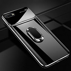 Hard Rigid Plastic Matte Finish Case Cover with Magnetic Finger Ring Stand P04 for Oppo K1 Black