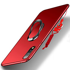 Hard Rigid Plastic Matte Finish Case Cover with Magnetic Finger Ring Stand S01 for Vivo Y7s Red