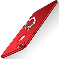 Hard Rigid Plastic Matte Finish Cover with Finger Ring Stand A02 for Apple iPhone 7 Red