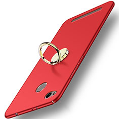 Hard Rigid Plastic Matte Finish Cover with Finger Ring Stand A02 for Xiaomi Redmi 3X Red