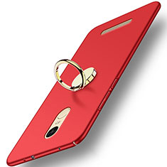 Hard Rigid Plastic Matte Finish Cover with Finger Ring Stand A02 for Xiaomi Redmi Note 3 MediaTek Red