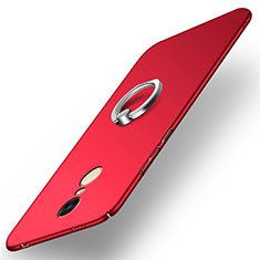 Hard Rigid Plastic Matte Finish Cover with Finger Ring Stand A02 for Xiaomi Redmi Note 4 Standard Edition Red