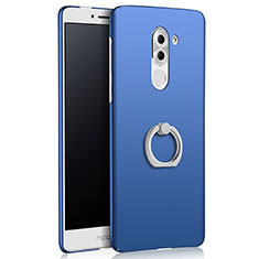 Hard Rigid Plastic Matte Finish Cover with Finger Ring Stand A03 for Huawei Honor 6X Pro Blue