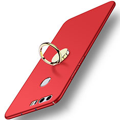 Hard Rigid Plastic Matte Finish Cover with Finger Ring Stand A03 for Huawei Honor 8 Red