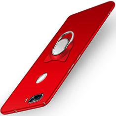 Hard Rigid Plastic Matte Finish Cover with Finger Ring Stand A04 for Huawei Nova 2 Plus Red