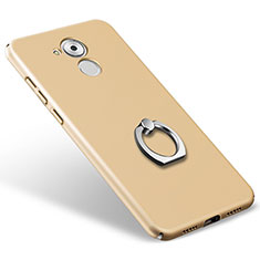 Hard Rigid Plastic Matte Finish Cover with Finger Ring Stand for Huawei Enjoy 6S Gold