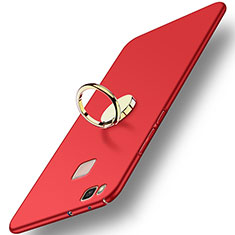 Hard Rigid Plastic Matte Finish Cover with Finger Ring Stand for Huawei G9 Lite Red