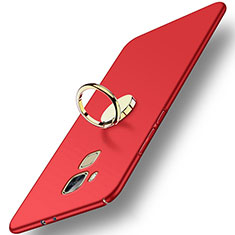 Hard Rigid Plastic Matte Finish Cover with Finger Ring Stand for Huawei G9 Plus Red