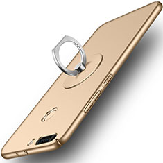 Hard Rigid Plastic Matte Finish Cover with Finger Ring Stand for Huawei Honor 8 Pro Gold