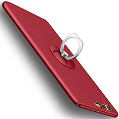 Hard Rigid Plastic Matte Finish Cover with Finger Ring Stand for Huawei Honor 9 Red