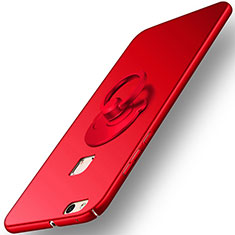 Hard Rigid Plastic Matte Finish Cover with Finger Ring Stand for Huawei P10 Lite Red