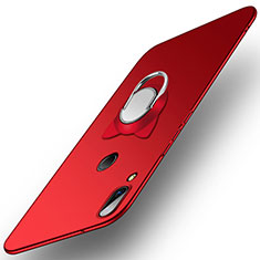 Hard Rigid Plastic Matte Finish Cover with Finger Ring Stand for Huawei P20 Lite Red