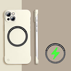 Hard Rigid Plastic Matte Finish Frameless Case Back Cover with Mag-Safe Magnetic for Apple iPhone 13 White