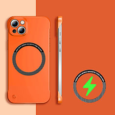 Hard Rigid Plastic Matte Finish Frameless Case Back Cover with Mag-Safe Magnetic for Apple iPhone 15 Orange