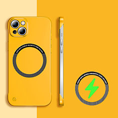 Hard Rigid Plastic Matte Finish Frameless Case Back Cover with Mag-Safe Magnetic for Apple iPhone 15 Yellow