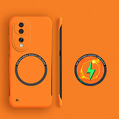 Hard Rigid Plastic Matte Finish Frameless Case Back Cover with Mag-Safe Magnetic for Huawei Honor 90 5G Orange